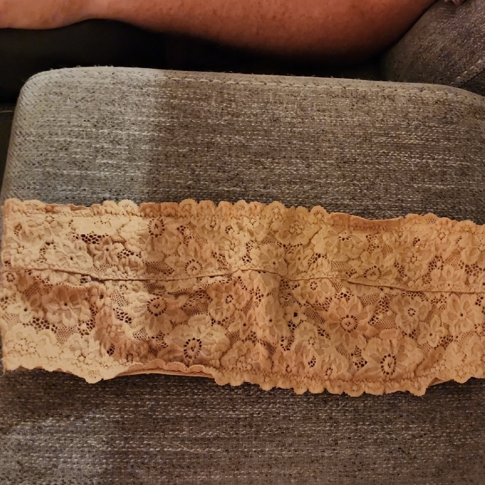 Aerie Lace Bandeau Bra in Tan